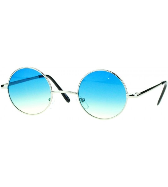 Round Extra Small Snug Color Gradient Retro Vintage Round Circle Lens Sunglasses - Silver Blue Yellow - CI11ZANZWFL $19.53