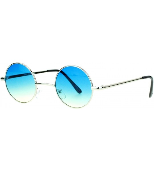 Round Extra Small Snug Color Gradient Retro Vintage Round Circle Lens Sunglasses - Silver Blue Yellow - CI11ZANZWFL $19.53