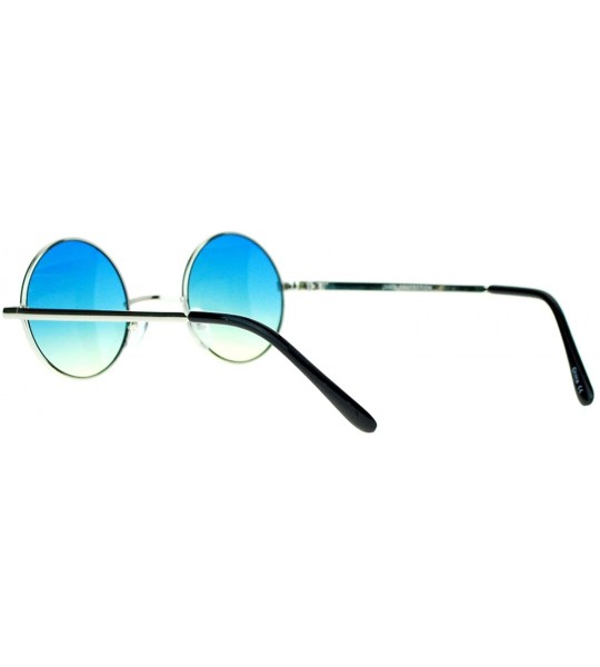 Round Extra Small Snug Color Gradient Retro Vintage Round Circle Lens Sunglasses - Silver Blue Yellow - CI11ZANZWFL $19.53