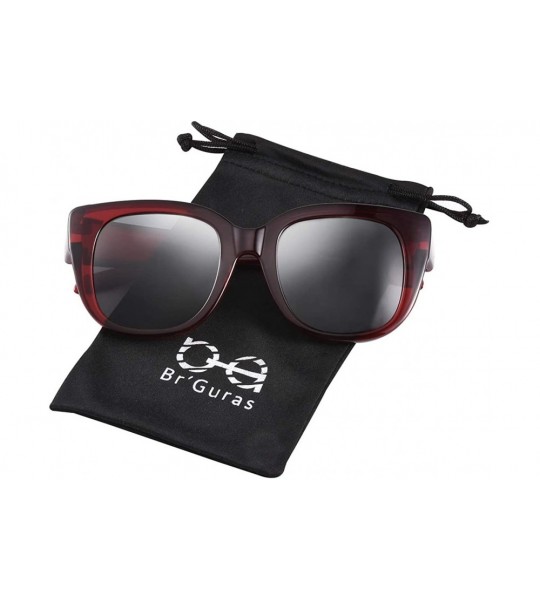 Cat Eye Polarized Oversized Cat Eye Fit over Sunglasses Wear Over Prescription Glasses for Women&Men - Red - CK18U784460 $33.27