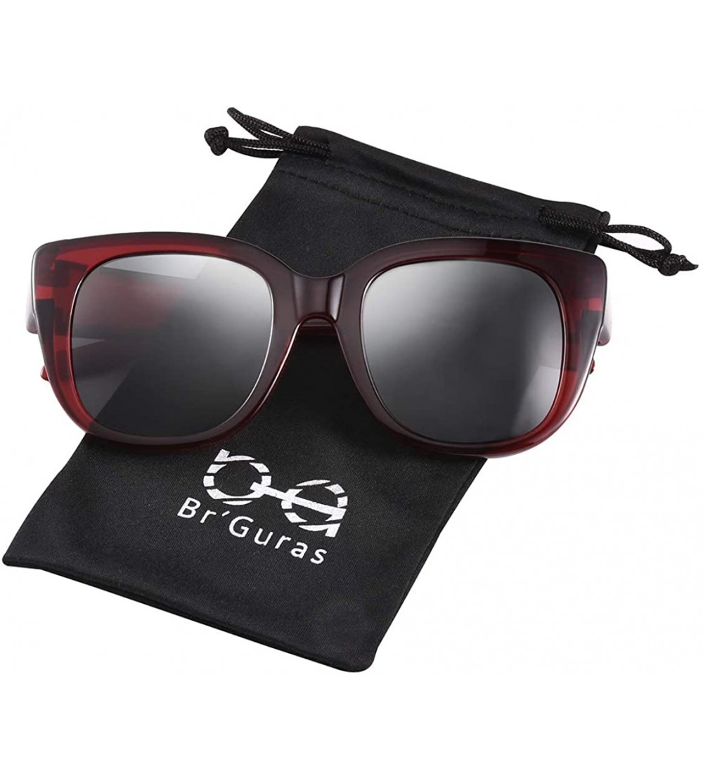 Cat Eye Polarized Oversized Cat Eye Fit over Sunglasses Wear Over Prescription Glasses for Women&Men - Red - CK18U784460 $33.27