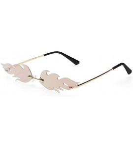 Rimless Women Fire Flame Sunglasses Rimless Wave Sun Glasses Novelty Eye Glasses Eyewear - Fire-pink - CU194USY7T7 $17.58