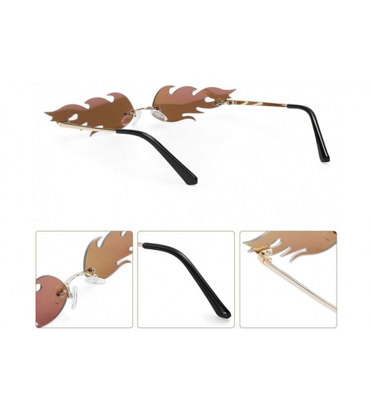 Rimless Women Fire Flame Sunglasses Rimless Wave Sun Glasses Novelty Eye Glasses Eyewear - Fire-pink - CU194USY7T7 $17.58