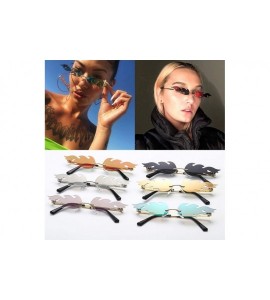 Rimless Women Fire Flame Sunglasses Rimless Wave Sun Glasses Novelty Eye Glasses Eyewear - Fire-pink - CU194USY7T7 $17.58