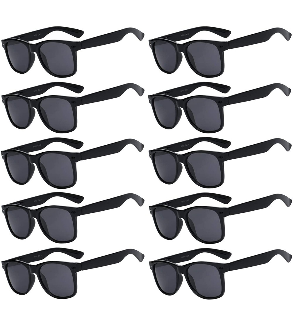 Wayfarer Stylish Vintage Sunglasses Smoke Lens 10 Pack in Multiple Colors OWL. - Black_10_pairs - C2126ZFCY77 $38.00