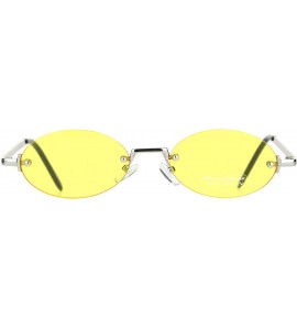 Oval Rimless Oval Shape Sunglasses Unisex Metal Frame Color Lens UV 400 - Silver (Yellow) - CP18SOOC2E9 $20.40