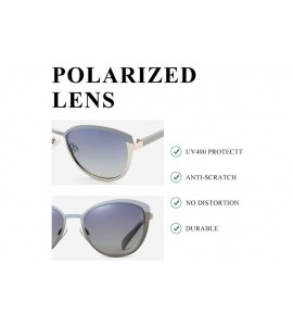 Square Cateye Sunglasses for Women Polarized UV Protection Retro Fashion Designer Metal Sun Glasses - Grey - C418TD98ING $18.24