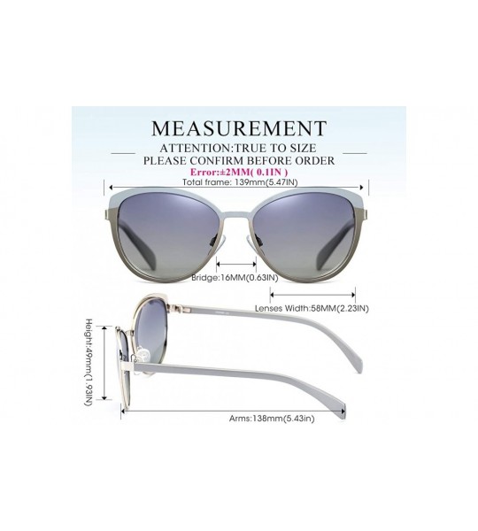 Square Cateye Sunglasses for Women Polarized UV Protection Retro Fashion Designer Metal Sun Glasses - Grey - C418TD98ING $18.24