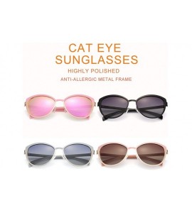 Square Cateye Sunglasses for Women Polarized UV Protection Retro Fashion Designer Metal Sun Glasses - Grey - C418TD98ING $18.24