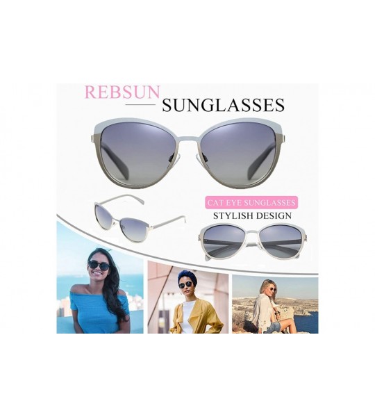 Square Cateye Sunglasses for Women Polarized UV Protection Retro Fashion Designer Metal Sun Glasses - Grey - C418TD98ING $18.24