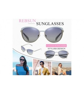 Square Cateye Sunglasses for Women Polarized UV Protection Retro Fashion Designer Metal Sun Glasses - Grey - C418TD98ING $18.24