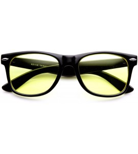 Wayfarer Rare Color Tinted Lens Classic Horn Rimmed Sunglasses (Yellow) - CB11DV2ZGOV $19.79