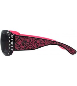 Wayfarer Wayfarer Rhinestone Sunglasses For Women Western UV 400 Protection Shades With Bling - Pink-tooled - CB19CDSRCM5 $44.38