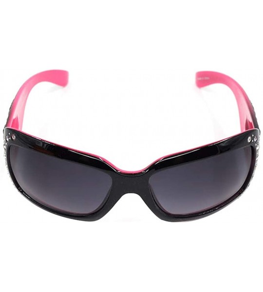 Wayfarer Wayfarer Rhinestone Sunglasses For Women Western UV 400 Protection Shades With Bling - Pink-tooled - CB19CDSRCM5 $44.38