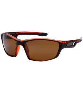 Sport Full Framed Outdoors Sports Sunglasses UV400 - Orange Brown - CL12KW90G13 $17.30