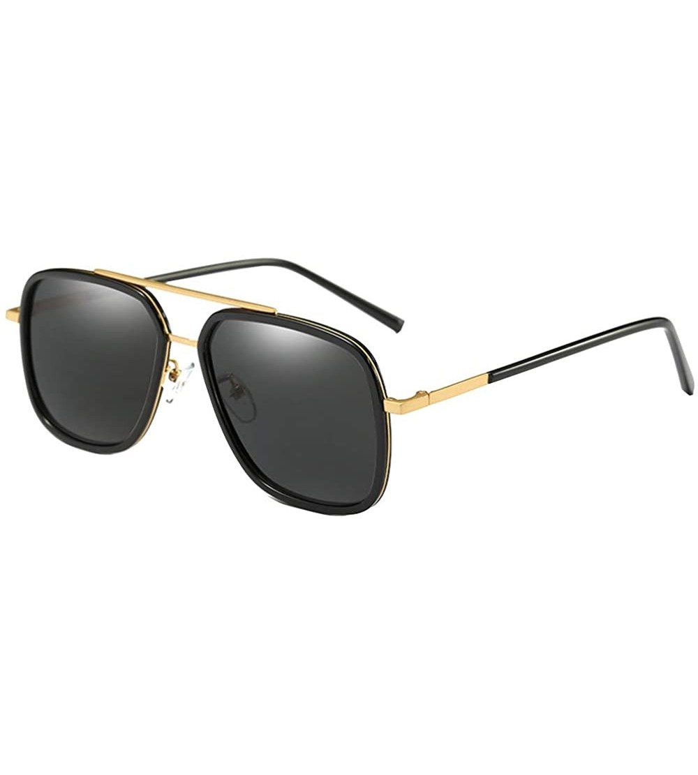 Rectangular Square Sunglasses Men Alloy polarized Rectangular Men Sunglasses 100% UV protection - Black - CB186HMR5N6 $31.62