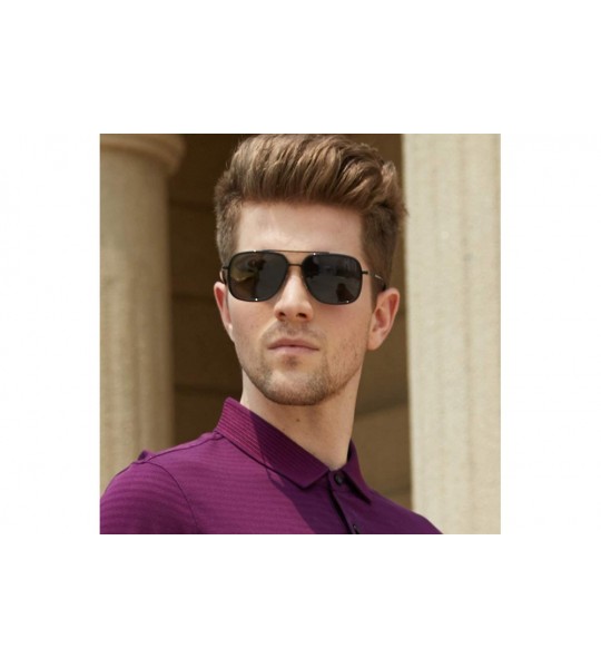 Rectangular Square Sunglasses Men Alloy polarized Rectangular Men Sunglasses 100% UV protection - Black - CB186HMR5N6 $31.62