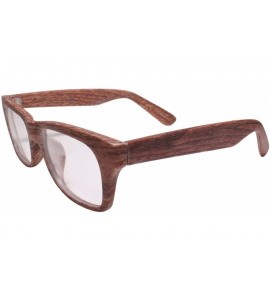 Rectangular Unisex Wood Printed Horn Rimmed Style Rectangle Clear Lens Eye Glasses - Wood Effect 2 - CU199EOAGY9 $25.36