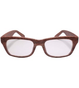 Rectangular Unisex Wood Printed Horn Rimmed Style Rectangle Clear Lens Eye Glasses - Wood Effect 2 - CU199EOAGY9 $25.36