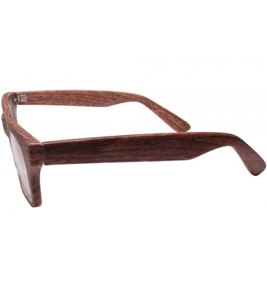 Rectangular Unisex Wood Printed Horn Rimmed Style Rectangle Clear Lens Eye Glasses - Wood Effect 2 - CU199EOAGY9 $25.36