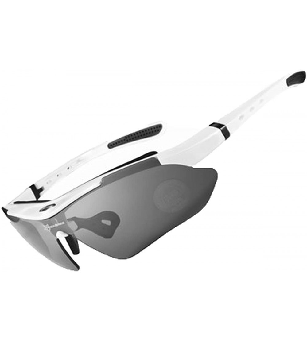 Sport Polarized Sunglasses Interchangeable Cycling Baseball - White - CF184KC045L $54.40