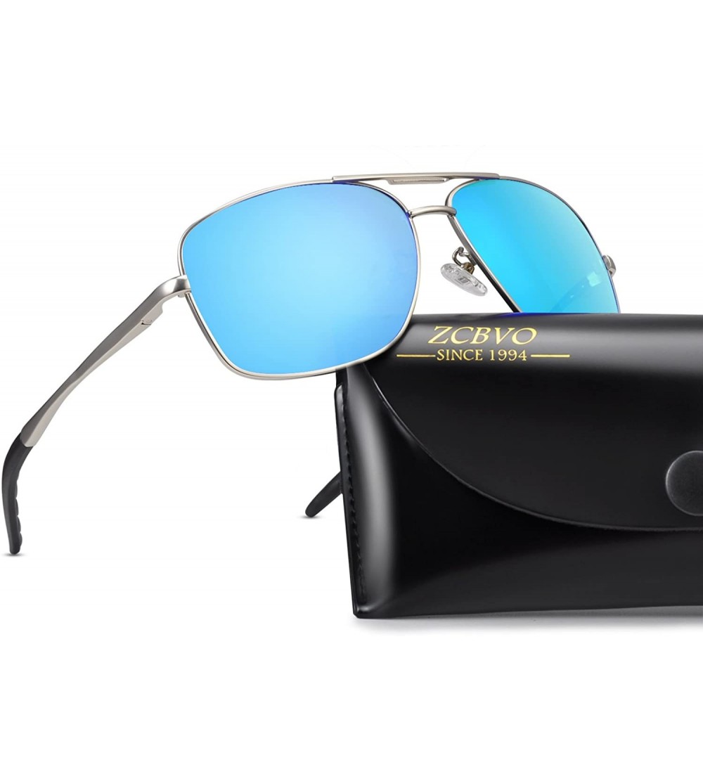 Rectangular Sunglasses for Men Polarized Driving sunglasses Fashion Vintage Wayfarer Sun Glasses - C5 - CB18E70QXSN $19.51