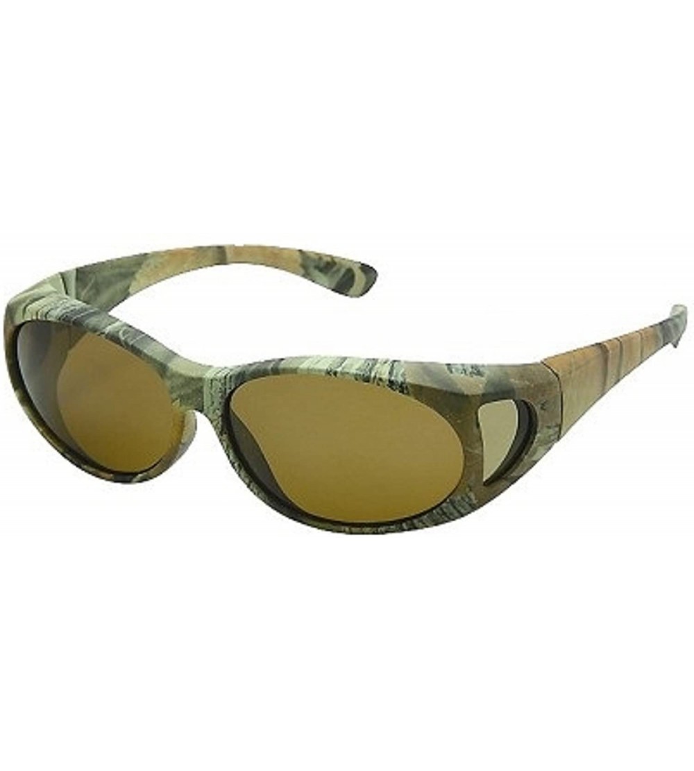 Oval Unisex Polarized Fit Over Camouflage Sunglasses Wear Over Eyeglasses - Green Camo - C112IF2XSXR $25.06