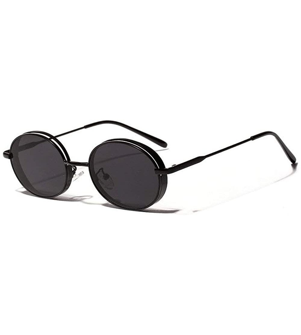 Round 2019 fashion popular hip hop round thick frame unisex sunglasses - Black - CV18L3W6OTK $24.85