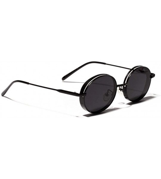 Round 2019 fashion popular hip hop round thick frame unisex sunglasses - Black - CV18L3W6OTK $24.85