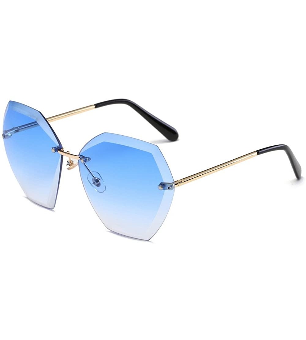Goggle Sunglasses Oversized Rimless Goggles Gradient - D - CE18QXGSNMD $15.50