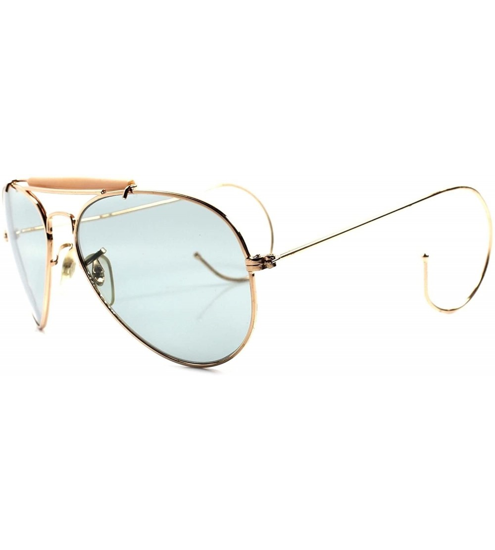 Wrap Classic Retro Old Fashioned Light Tint Lens Flexible Ear Wrap Sunglasses - Gold - CS189RDHSI8 $24.29