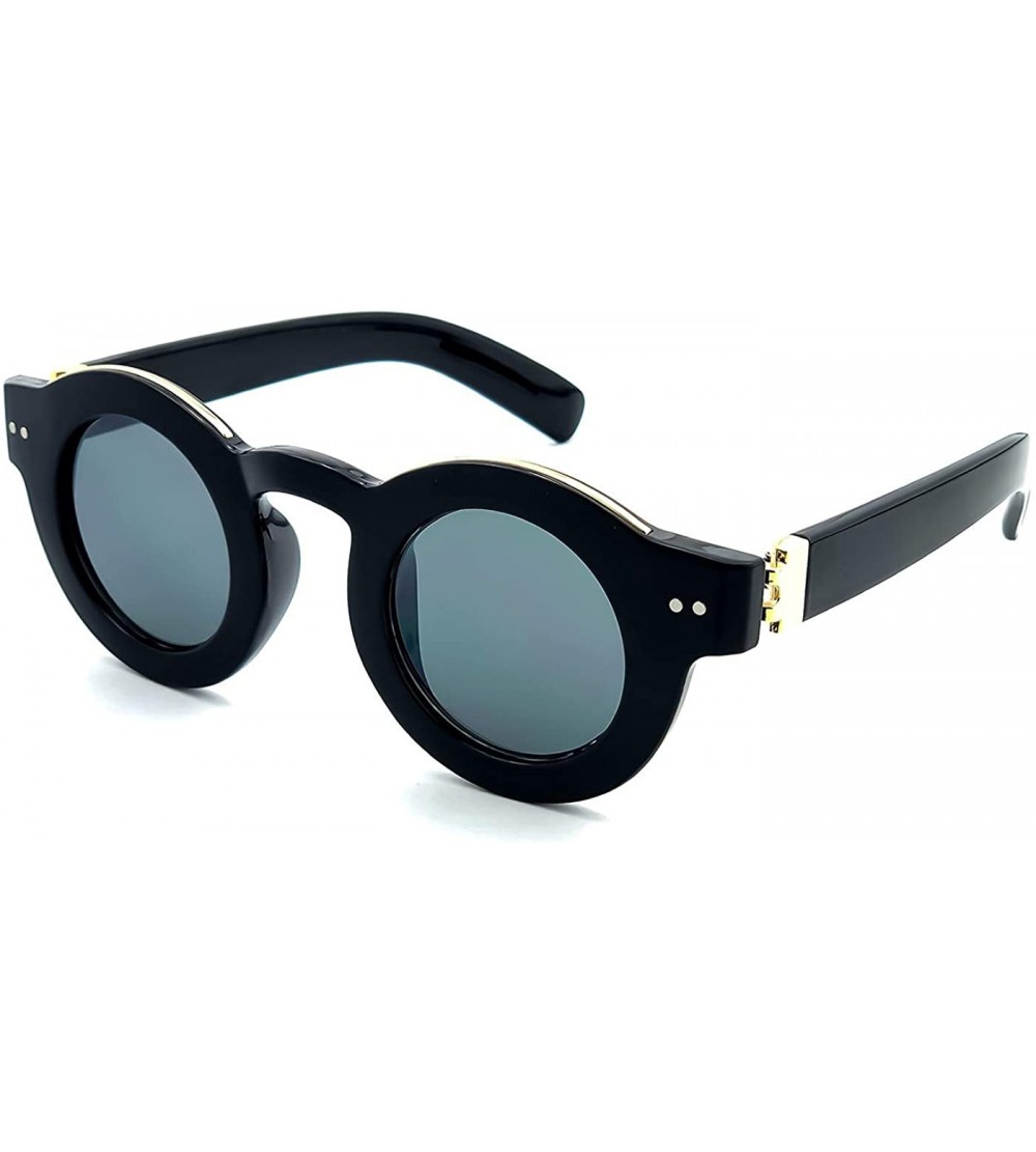 Round Sunglasses - style MOSCOT mod. MAJESTIC - man woman ROUND vintage glamour FRAME THICK unisex - Black - CG18Z4XCXW5 $53.72