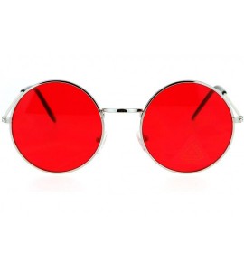 Round Retro Vintage Flat Color Circle Round Lens Sunglasses - Silver Red - CE12MAQO19P $19.97