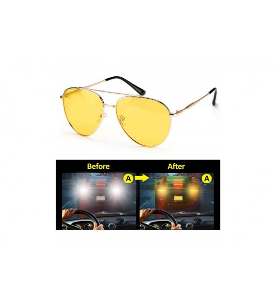 Aviator Aviator Night-Driving Anti-Glare Glasses - HD Night-Vision Polarized Yellow Glasses for Driving/Rainy/Cloudy - CP18Z7...