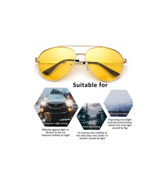 Aviator Aviator Night-Driving Anti-Glare Glasses - HD Night-Vision Polarized Yellow Glasses for Driving/Rainy/Cloudy - CP18Z7...