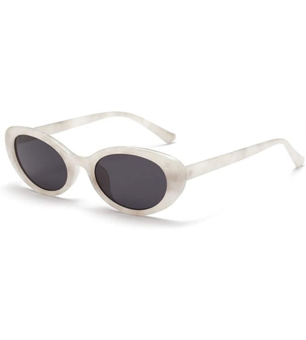Oval retro oval sunglasses women small summer accessories pink white black oval sun glasses for men retro uv400 - CC18REN63HH...