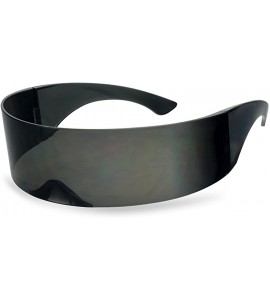 Wrap Black Retro Futuristic Single Shield Color Oversized Wrap Cyclops/Visor Sunglasses - Smoke - CL1854ZT5DT $20.05