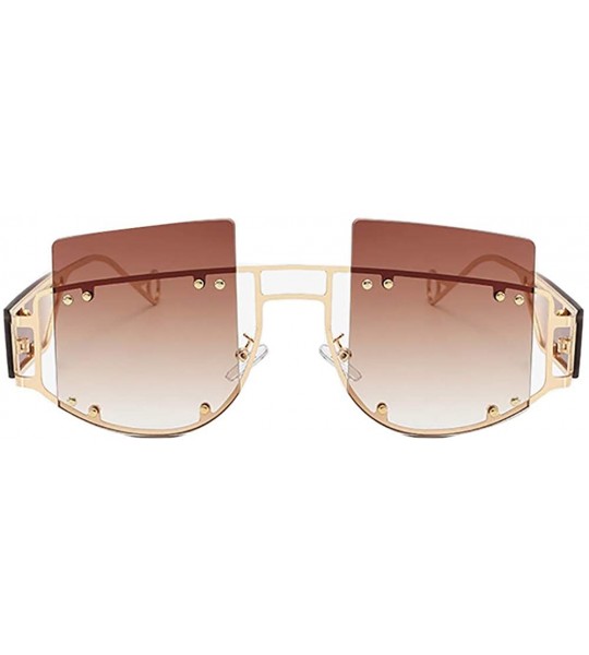 Rimless Flat top Sunglasses rivet sunglasses retro square sunglaases for women Rihanna Sunglasses - 1 - C3193N3A58A $26.58