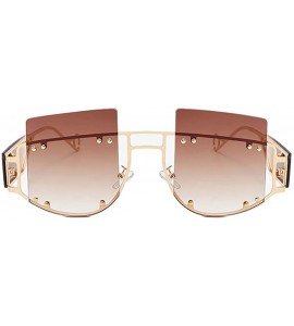 Rimless Flat top Sunglasses rivet sunglasses retro square sunglaases for women Rihanna Sunglasses - 1 - C3193N3A58A $26.58