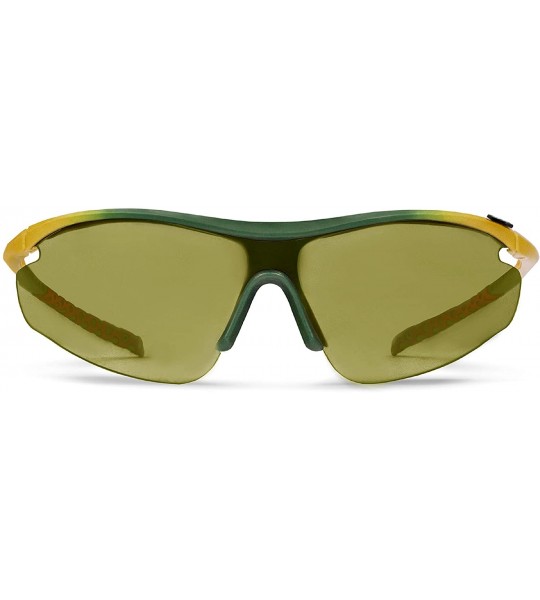 Sport Zeta Yellow Tennis Sunglasses with ZEISS P310 Green Tri-flection Lenses - CZ18KMW8X2G $34.13