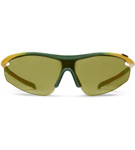 Sport Zeta Yellow Tennis Sunglasses with ZEISS P310 Green Tri-flection Lenses - CZ18KMW8X2G $34.13