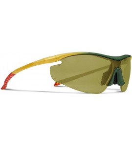 Sport Zeta Yellow Tennis Sunglasses with ZEISS P310 Green Tri-flection Lenses - CZ18KMW8X2G $34.13