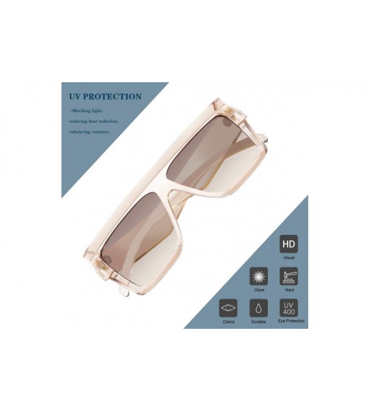 Sport Oversized Flat Top Sunglasses for Women Men Square Designer Fashion Shades - Brown Frame + Grey Gradient Lens - CH18K3H...