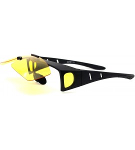 Shield Polarized Mens Flip Up Shield Night Driving Lens Fit Over Sunglasses - Matte Black Yellow - C5193YMML8E $26.34