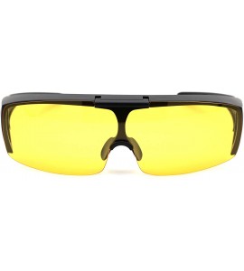 Shield Polarized Mens Flip Up Shield Night Driving Lens Fit Over Sunglasses - Matte Black Yellow - C5193YMML8E $26.34