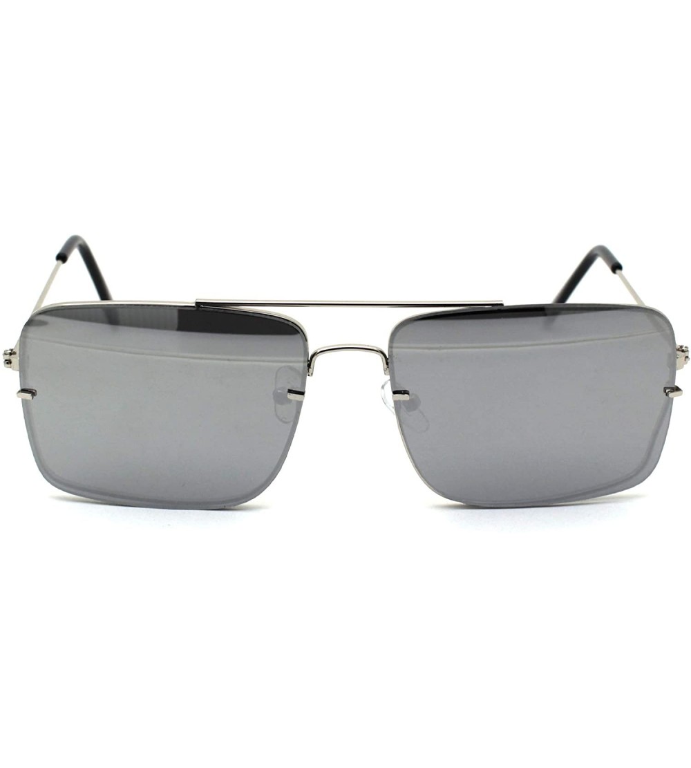 Rectangular Mens Rectangular Exposed Mirror Lens Rimless Fashion Sunglasses - Silver Silver Mirror - CE190RY9Q6Y $23.38