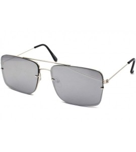 Rectangular Mens Rectangular Exposed Mirror Lens Rimless Fashion Sunglasses - Silver Silver Mirror - CE190RY9Q6Y $23.38