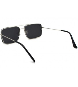 Rectangular Mens Rectangular Exposed Mirror Lens Rimless Fashion Sunglasses - Silver Silver Mirror - CE190RY9Q6Y $23.38