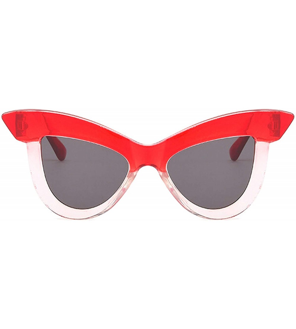 Oversized Retro Classic Cat's Eye Sunglasses for Women PC PC UV 400 Protection Sunglasses - Red Gray - C018T2UHXQL $29.03