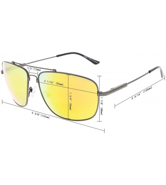 Rectangular Memory Bifocal Sunglasses Bendable Titanium Reading Sunglasses - Silver Frame Silver Mirror - CP18034Z4WL $55.12